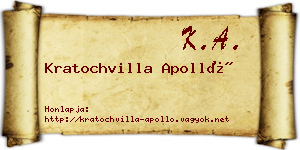 Kratochvilla Apolló névjegykártya